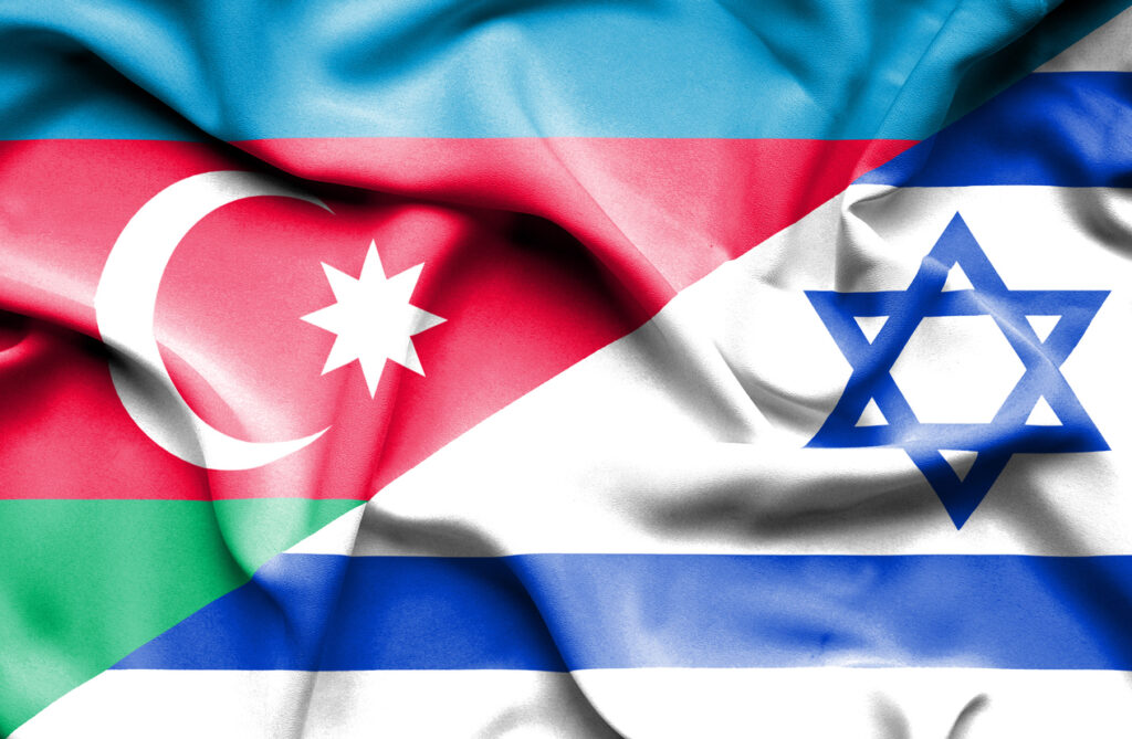 Azerbaijan and Israeli flag representing NewMed Energy's consortium bid.