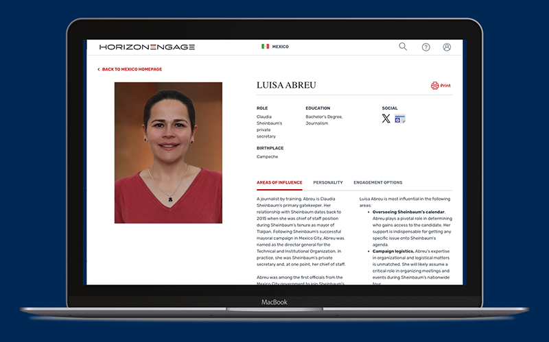 Engage Interactive profile for Luisa Abreu.